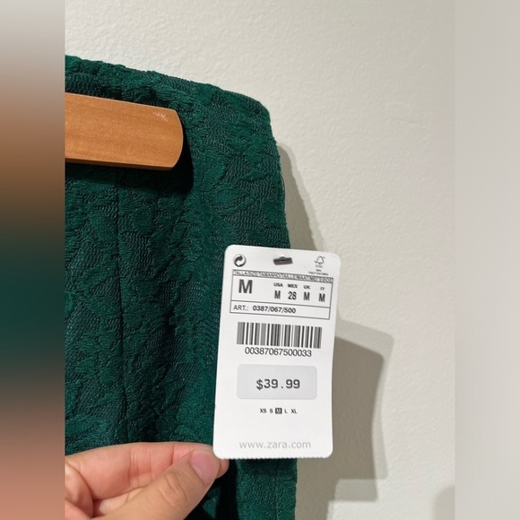 Zara Emerald Green Floral Lace Pencil Skirt Size Medium - Picture 3 of 6